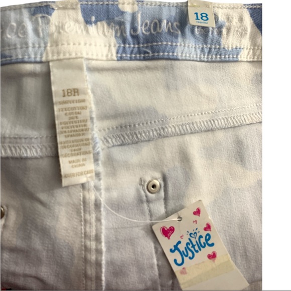 *NEW* JUSTICE Premium Jeans White & Clear Blue Straight - Picture 6 of 13